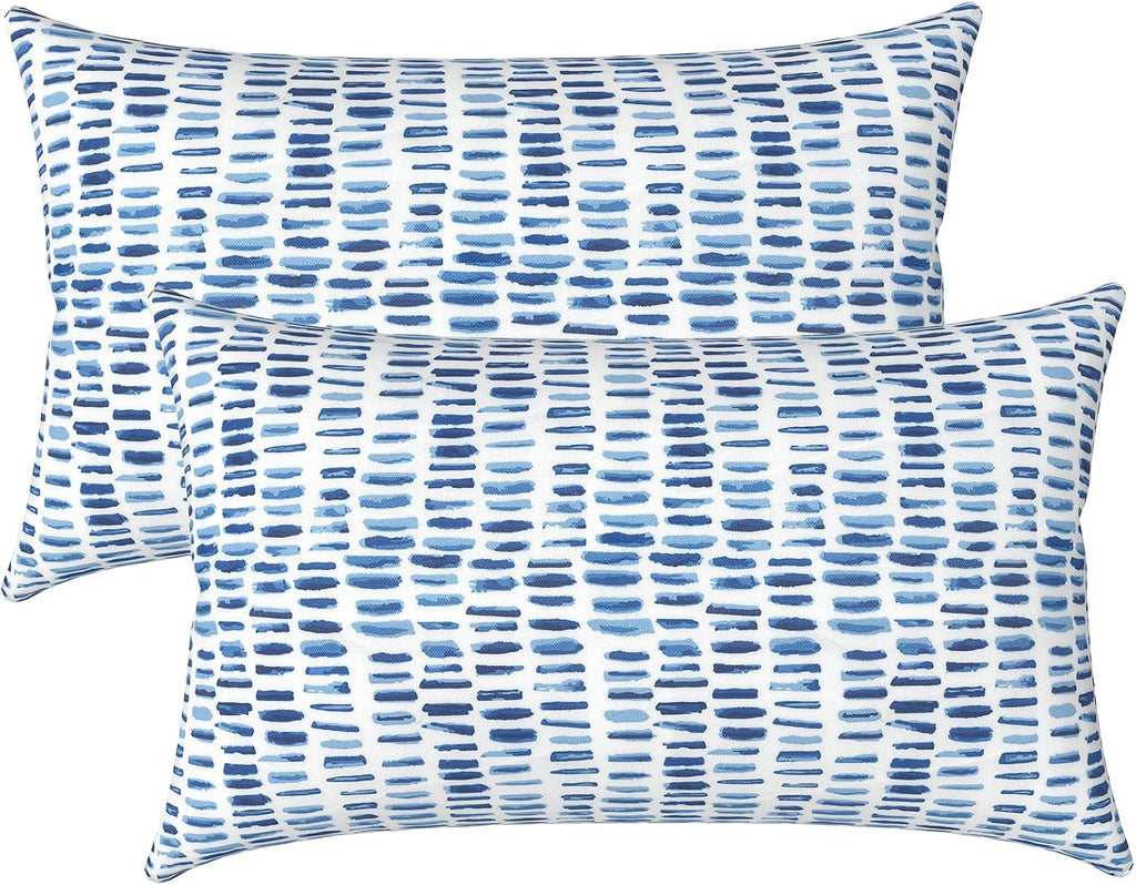 2 Pack Pebble Blue Outdoor Lumbar Pillows With Inserts