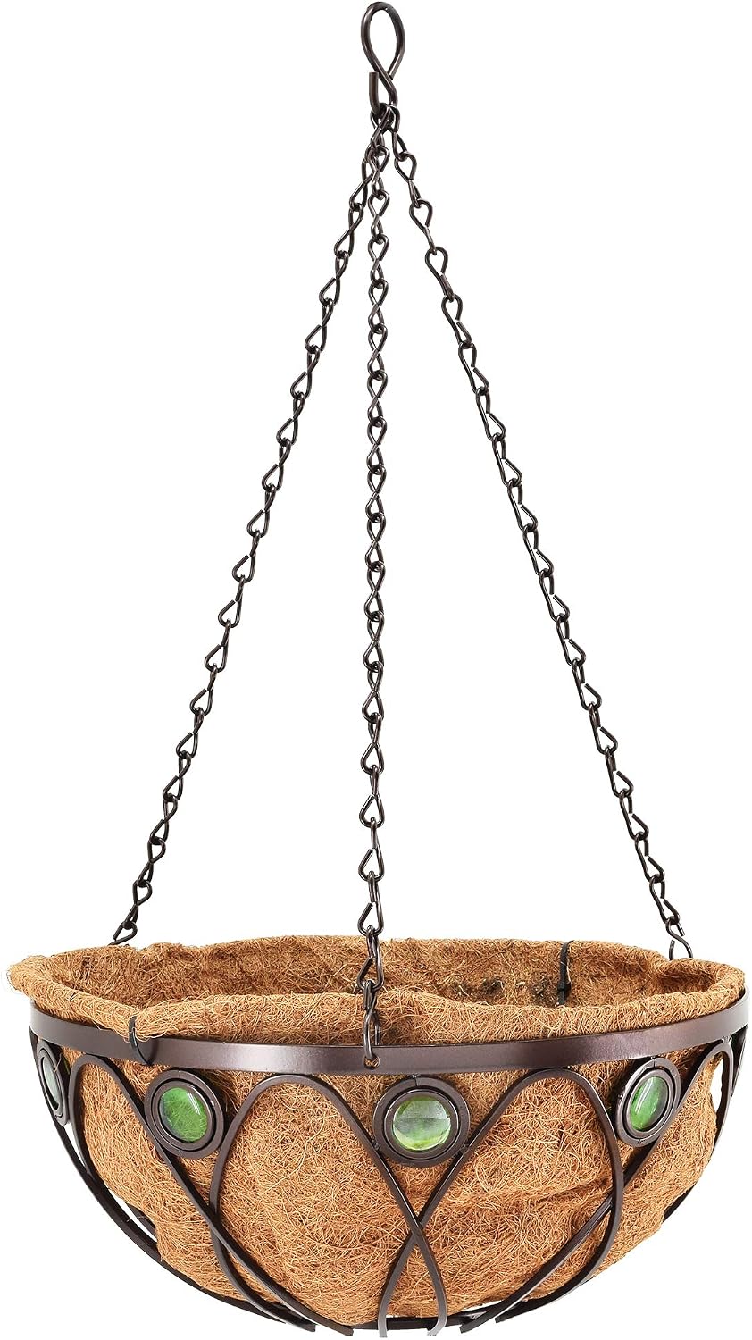 Copper Accent Round Metal Hanging Basket