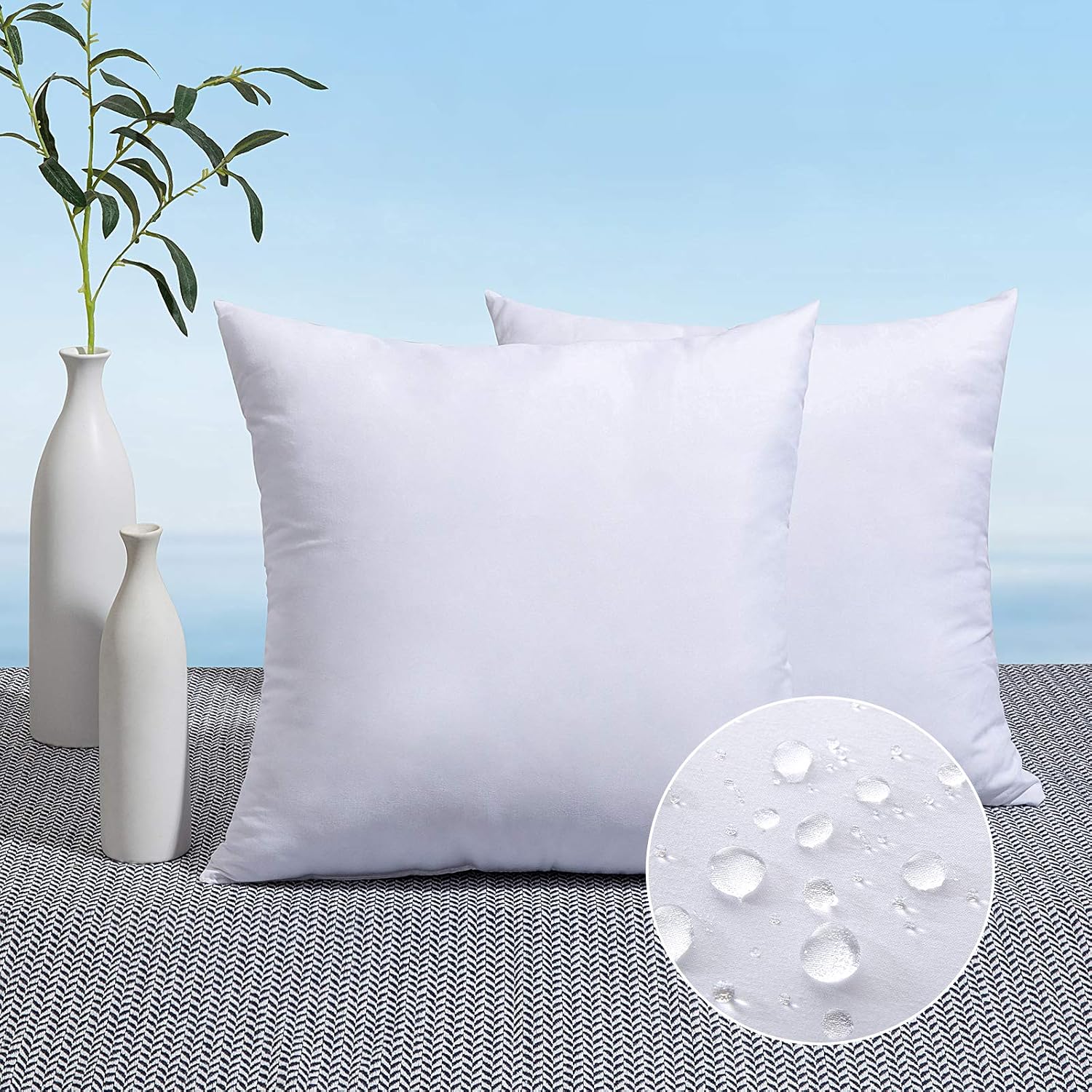 2 Pack 18x18 Outdoor Waterproof Pillow Inserts