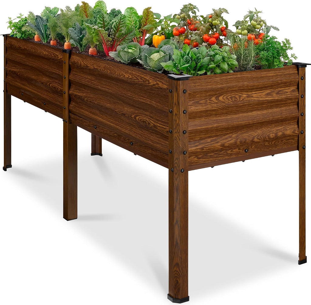 Wood Grain Galvanized Raised Garden Bed