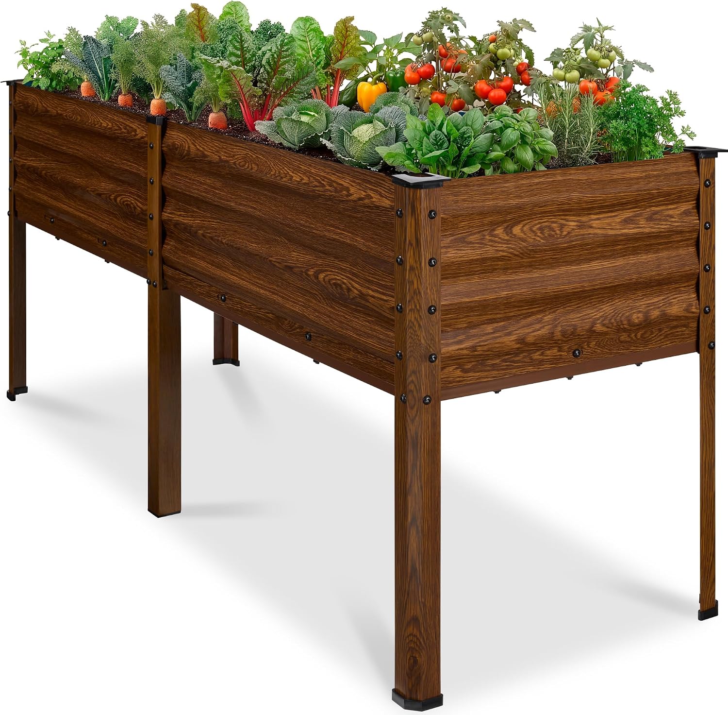 Wood Grain Galvanized Raised Garden Bed