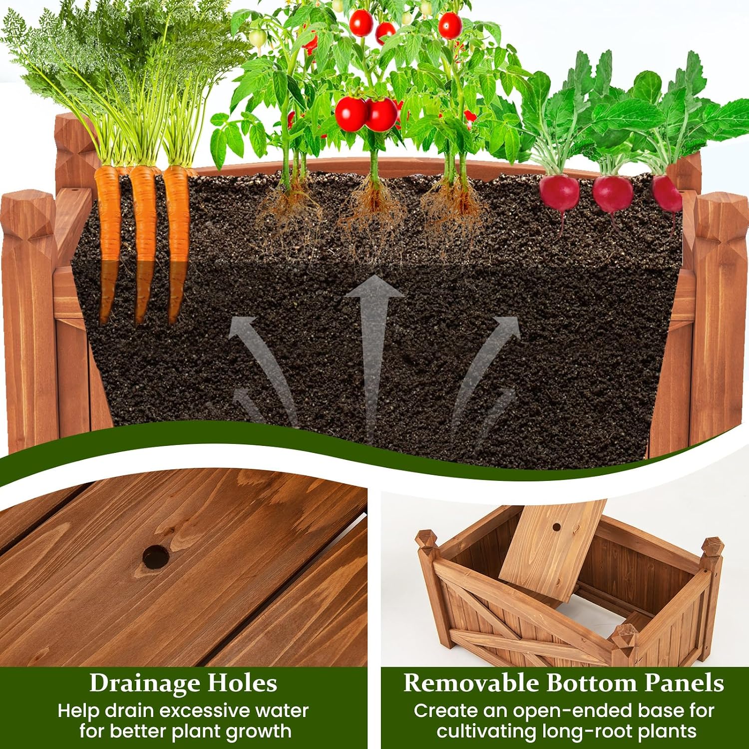 Solid Wood Elevated Garden Planter Box