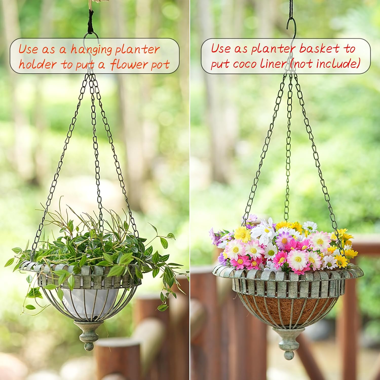 Rusty Metal Hanging Planters Set