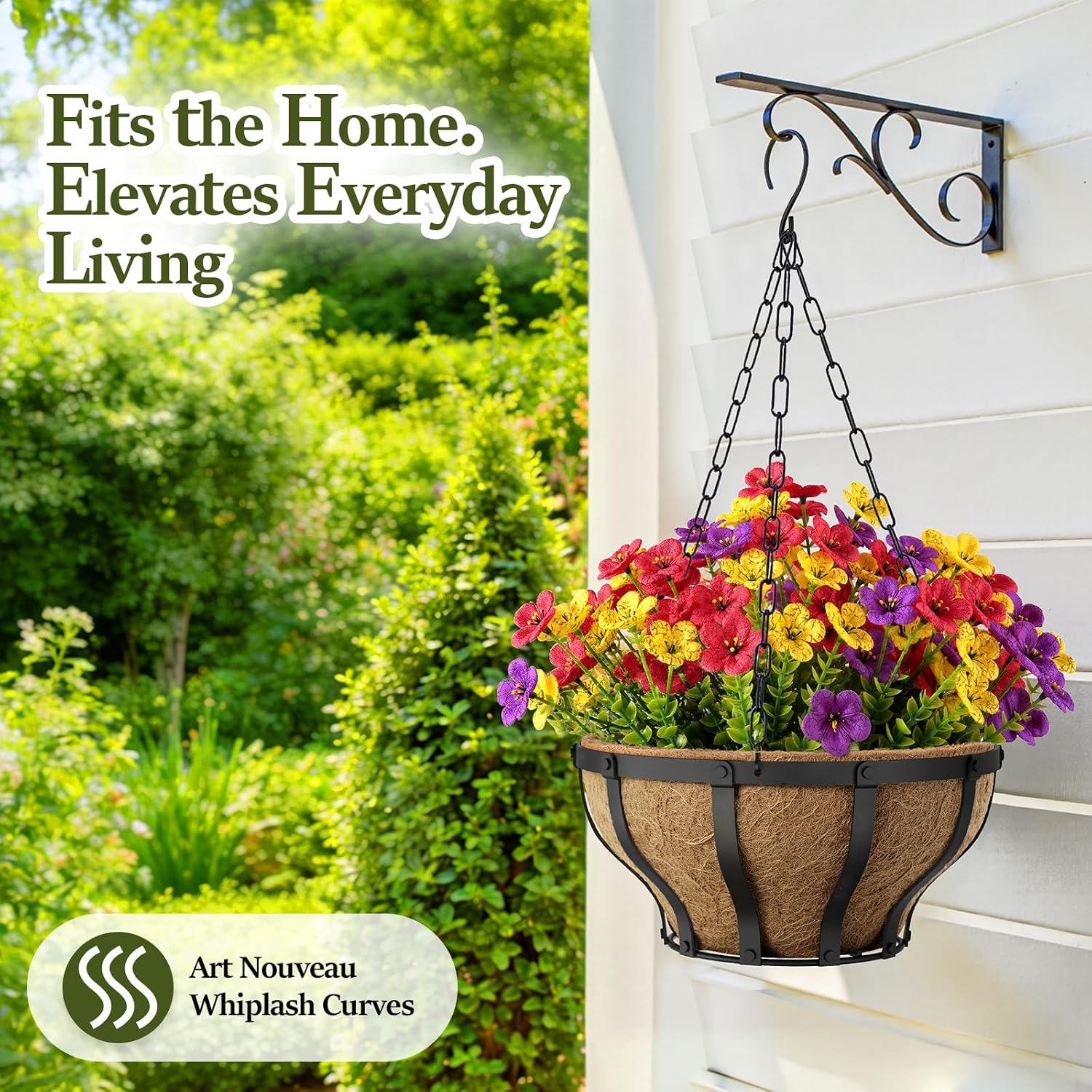 Metal Baskets UV Resistant Artificial Flowers