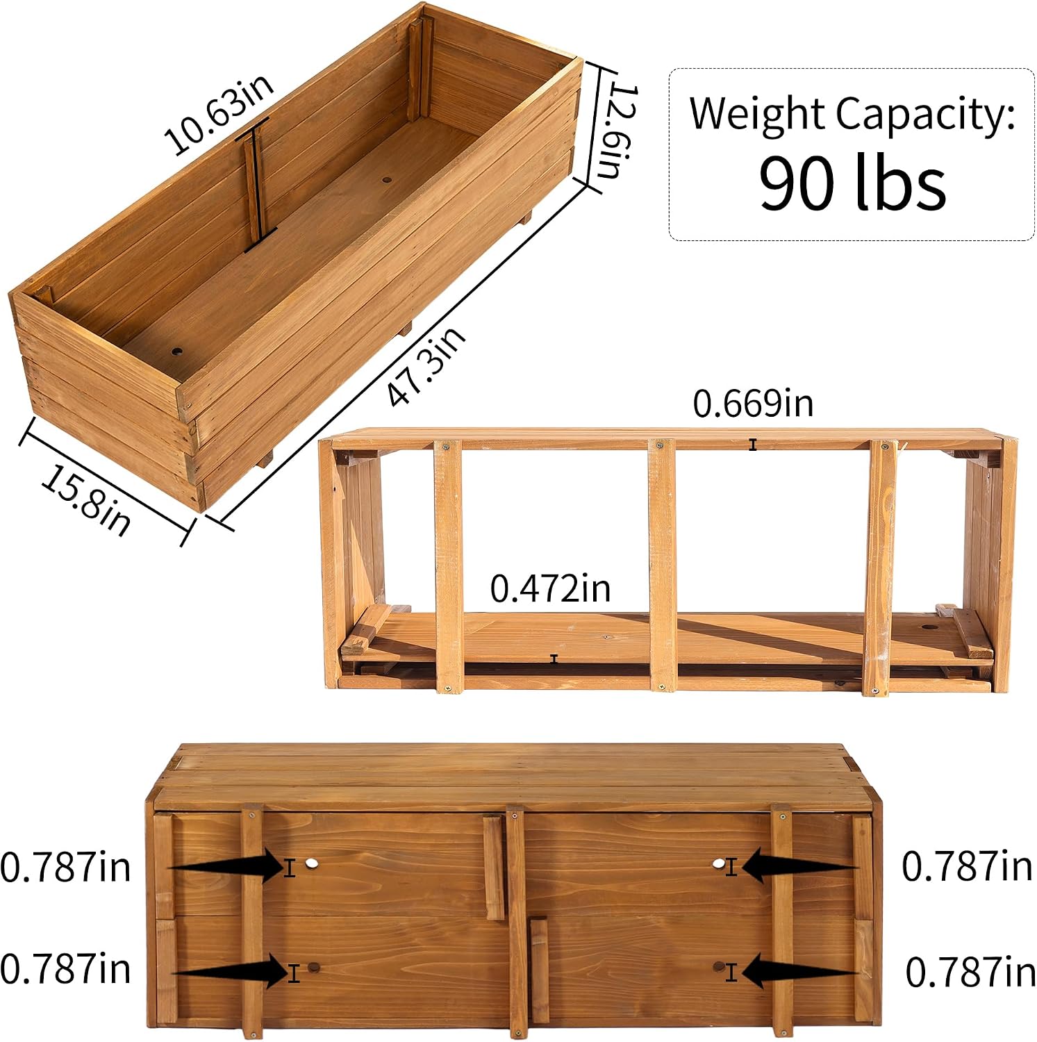 Wood Rectangular Garden Planter Box