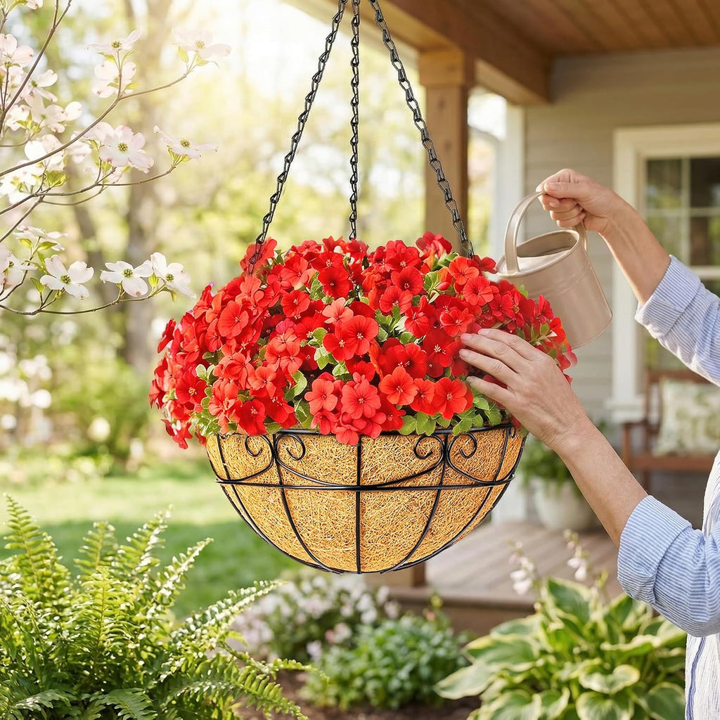 4 Pack Metal Hanging Baskets With Coco Liners