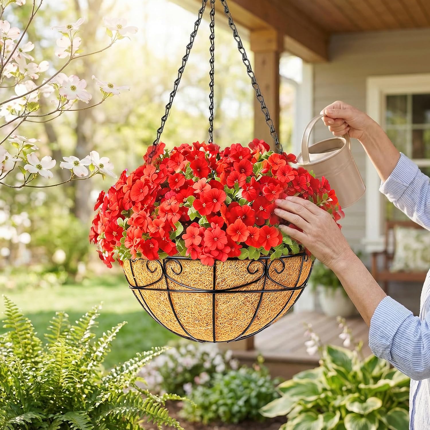 4 Pack Metal Hanging Baskets With Coco Liners