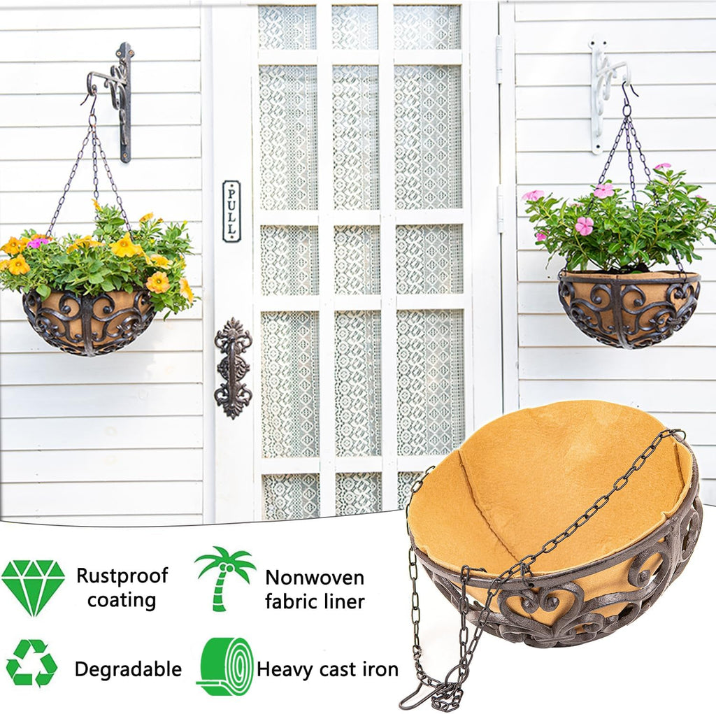 Cast Iron Hanging Baskets Fabric Liner