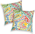 2 Pack Paisley Multi 16x16 Outdoor Throw Pillows With Inserts