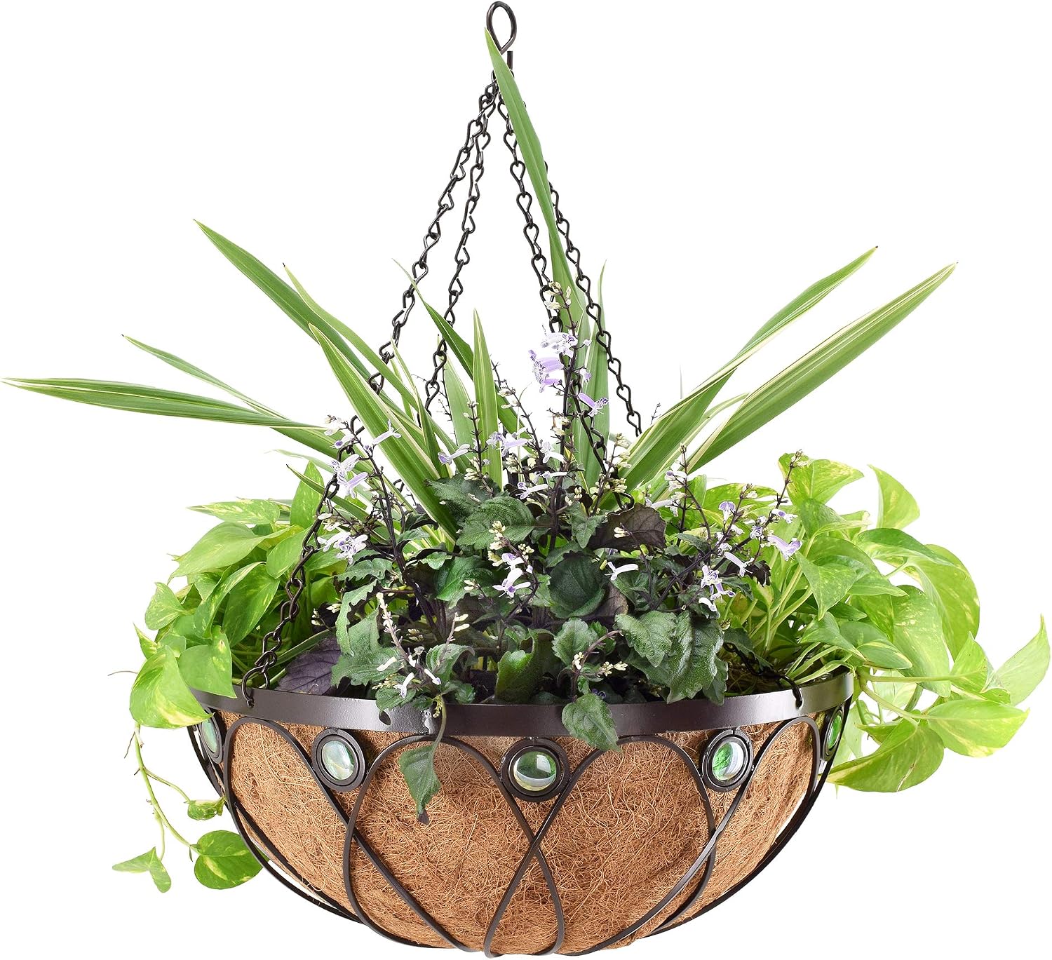 Copper Accent Round Metal Hanging Basket