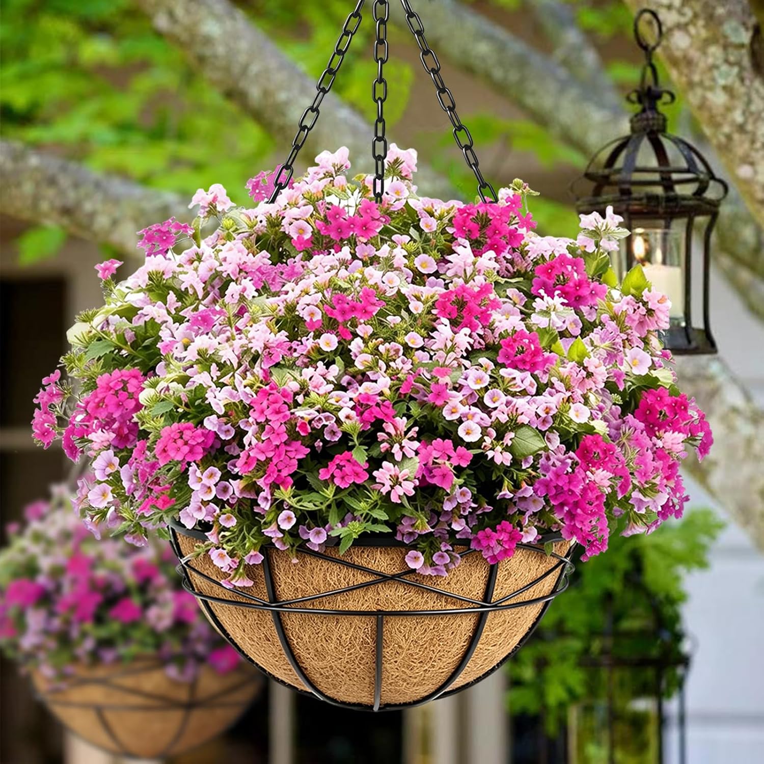 Large Black Metal Hanging Baskets Coco Liner