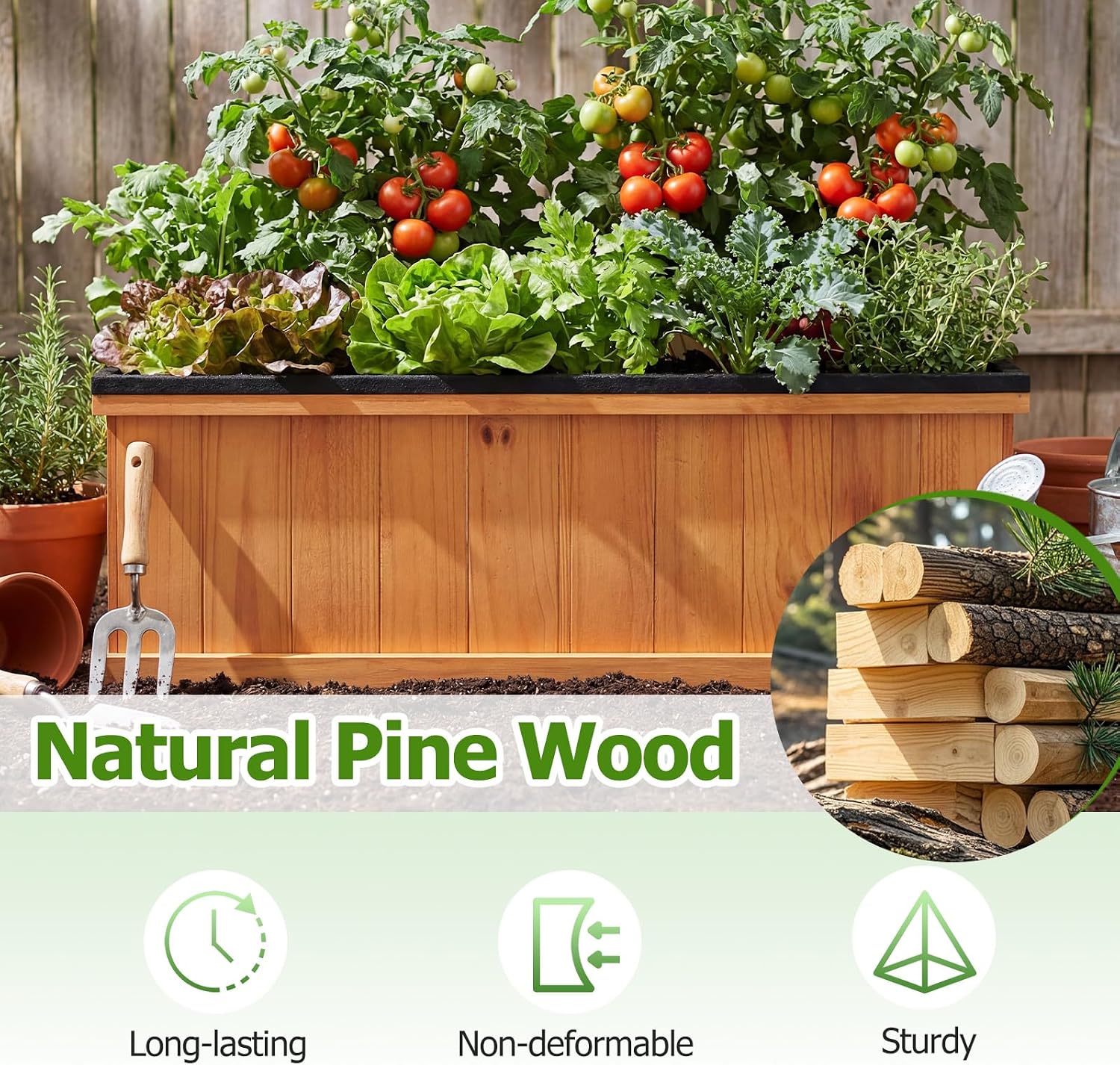 Wood Rectangular Garden Planter Box