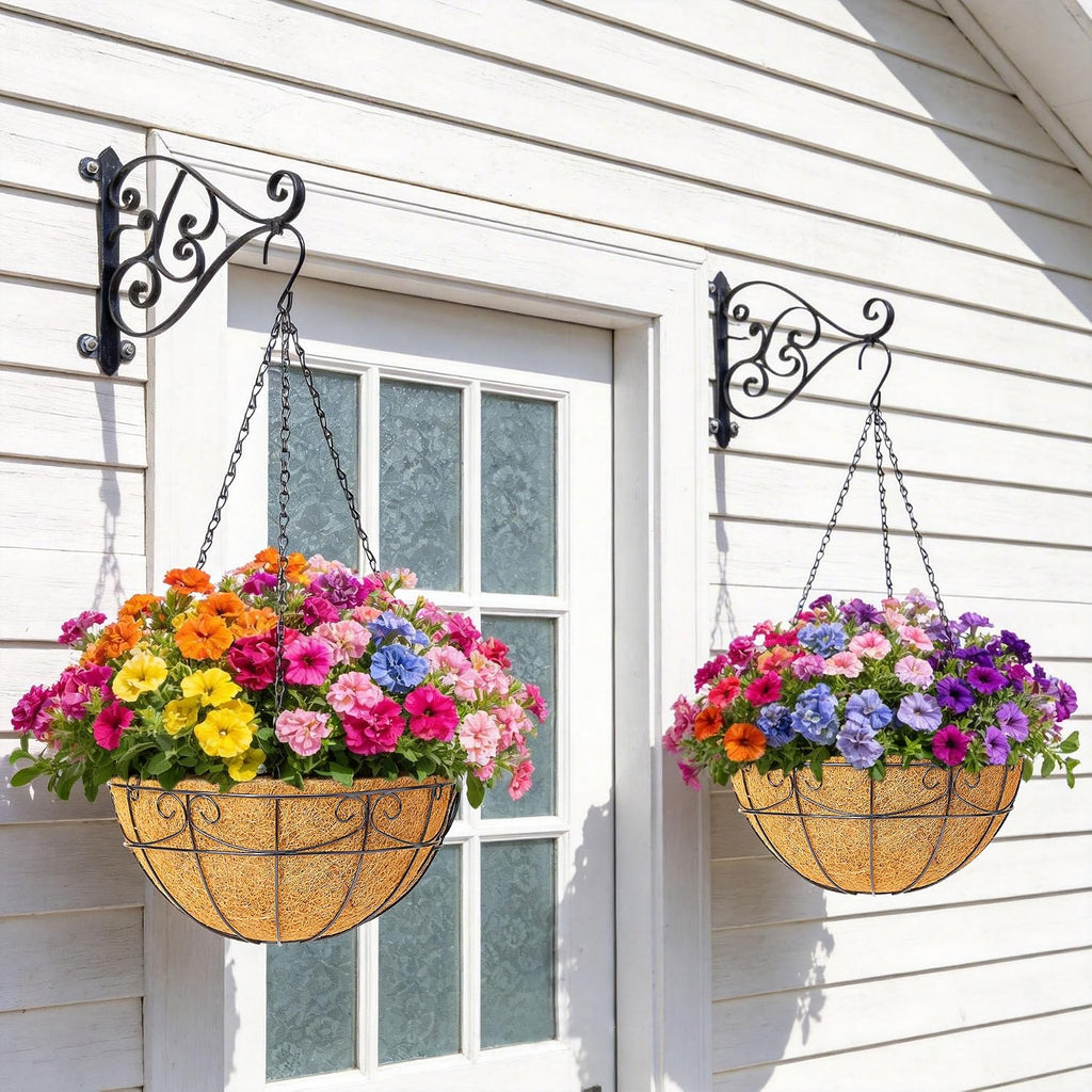 4 Pack Metal Hanging Baskets With Coco Liners