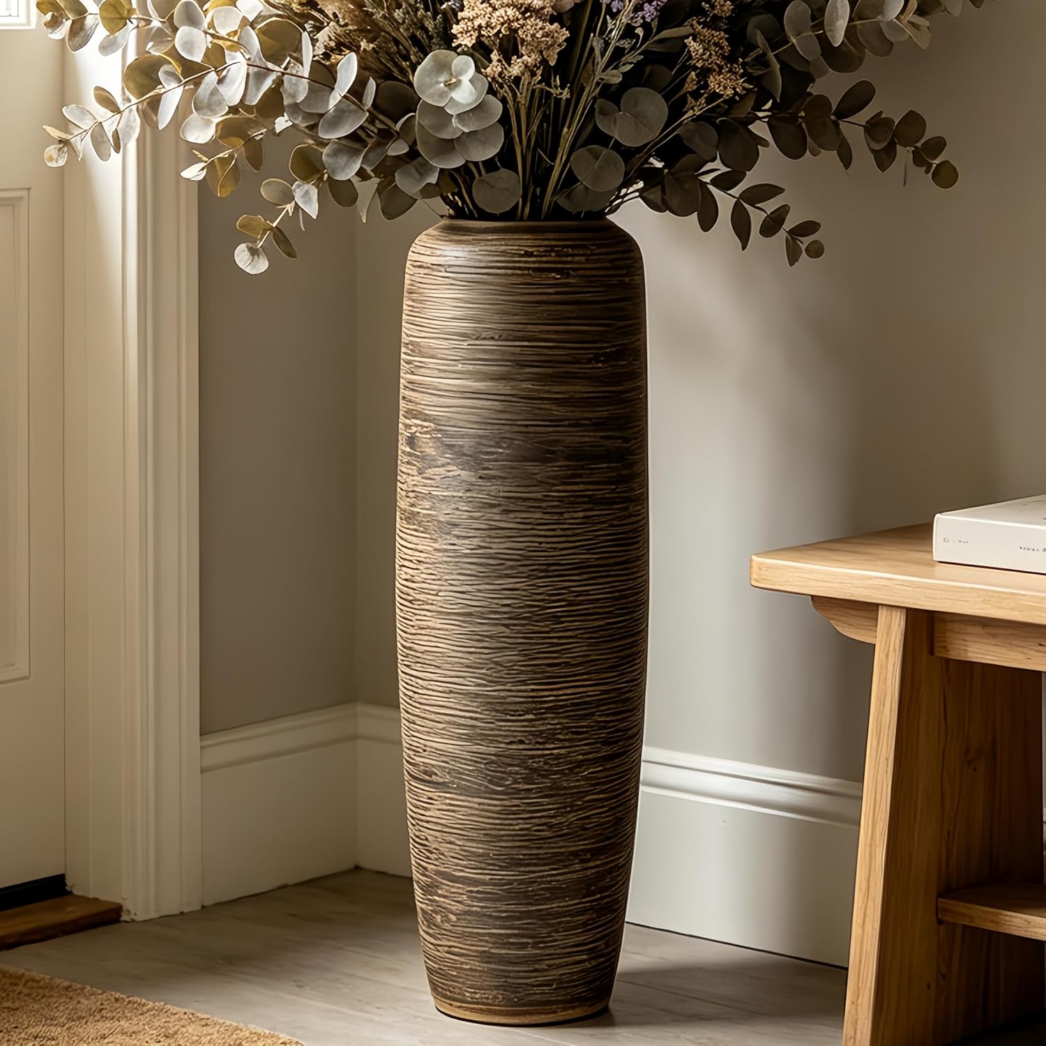 Vintage Distressed Ceramic Floor Vase