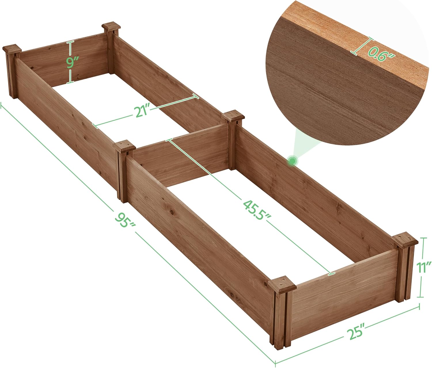 Dark Brown Fir Divisible Garden Bed