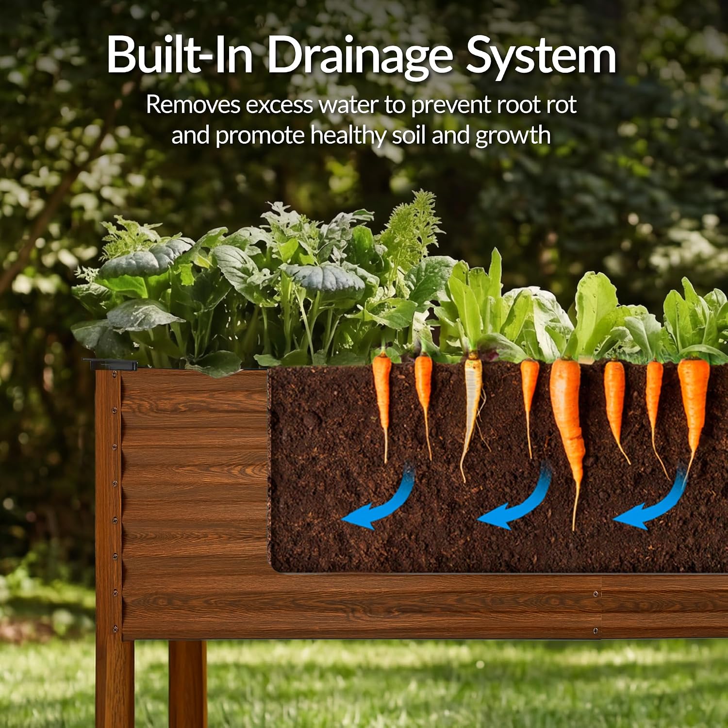 Wood Grain Galvanized Raised Garden Bed