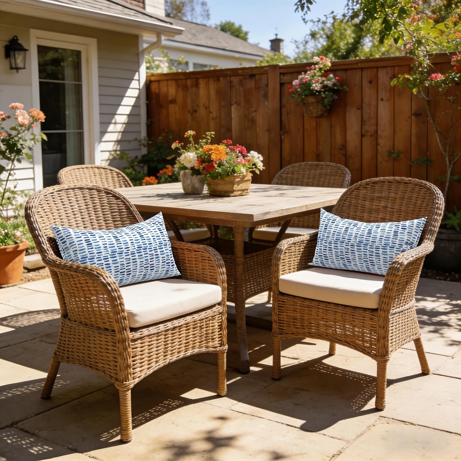 2 Pack Pebble Blue Outdoor Lumbar Pillows With Inserts