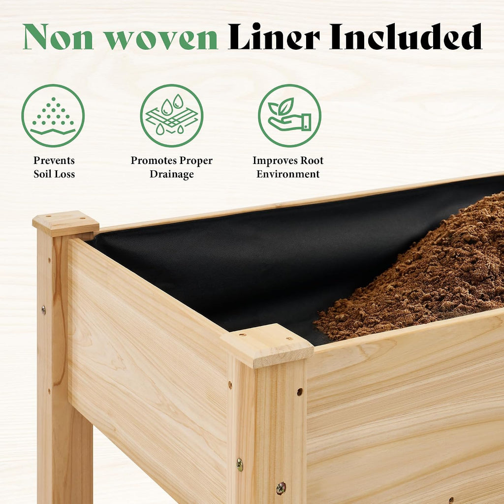 Light Wood Elevated Divided Garden Planter