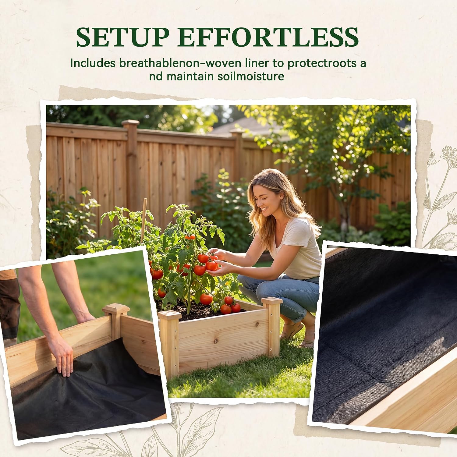 Natural Wood Divisible Garden Bed