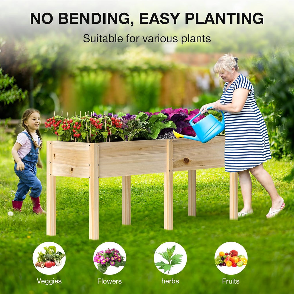 Elevated Wooden Divided Garden Bed