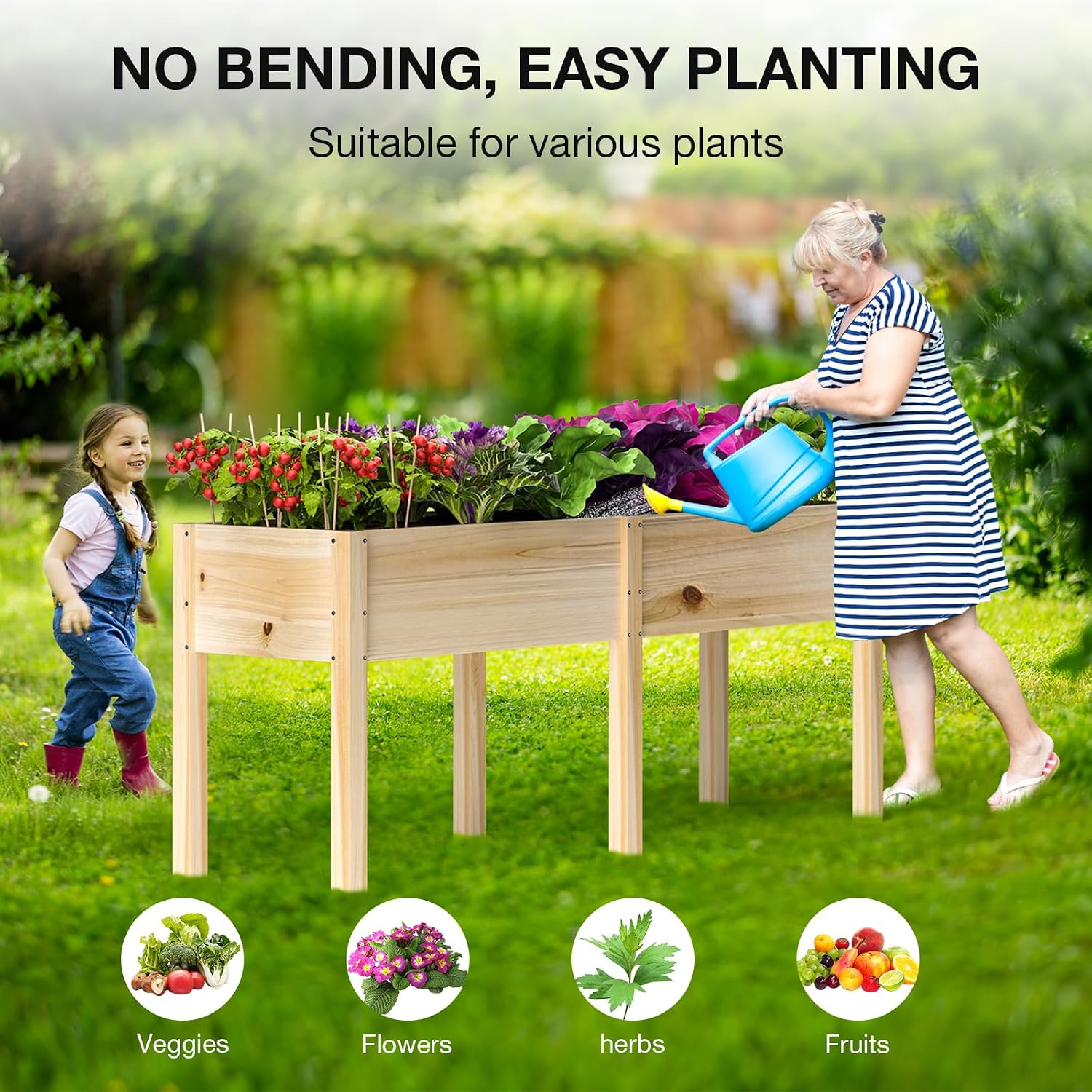 Elevated Wooden Divided Garden Bed