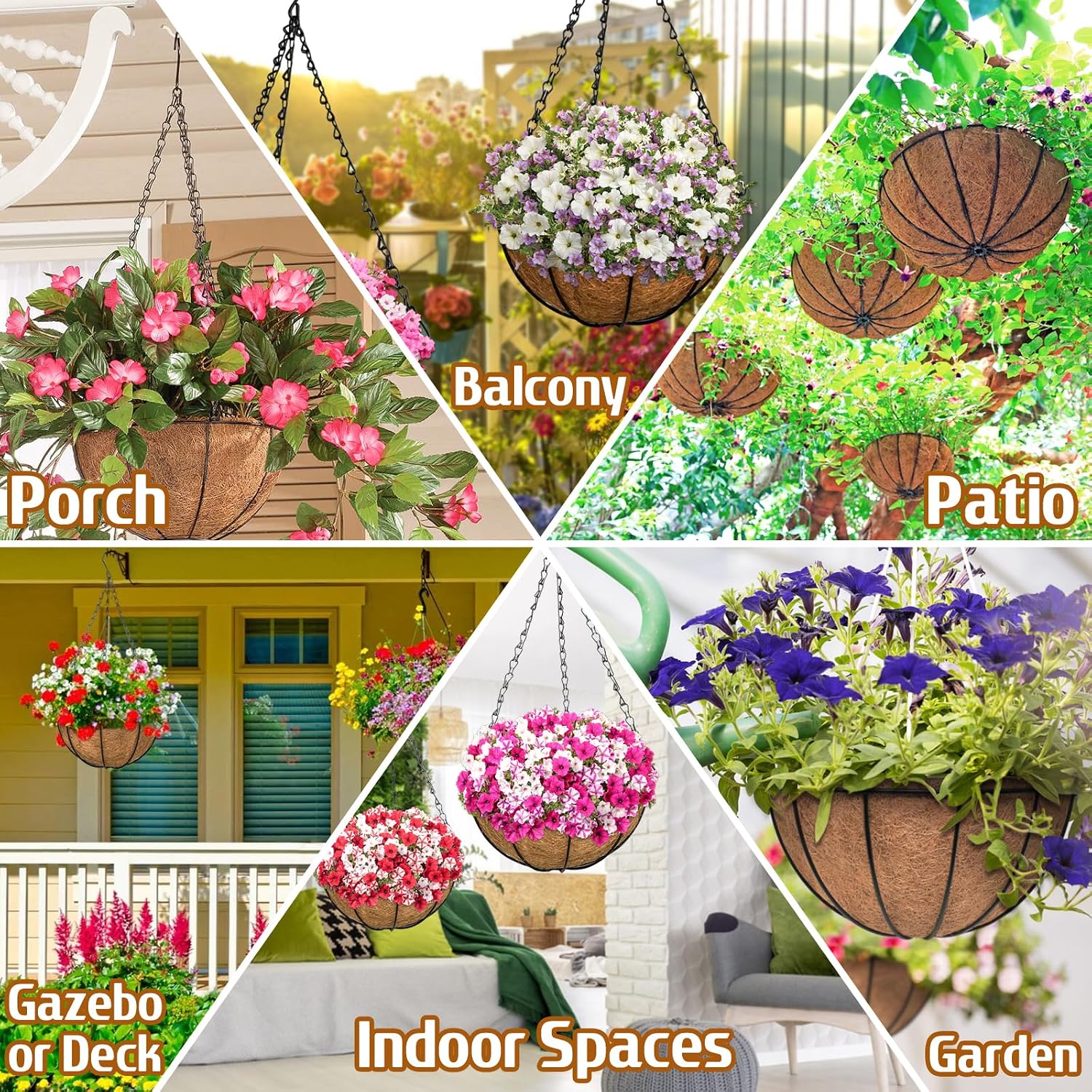 2 Pack Metal Wire Hanging Baskets Coco Liner