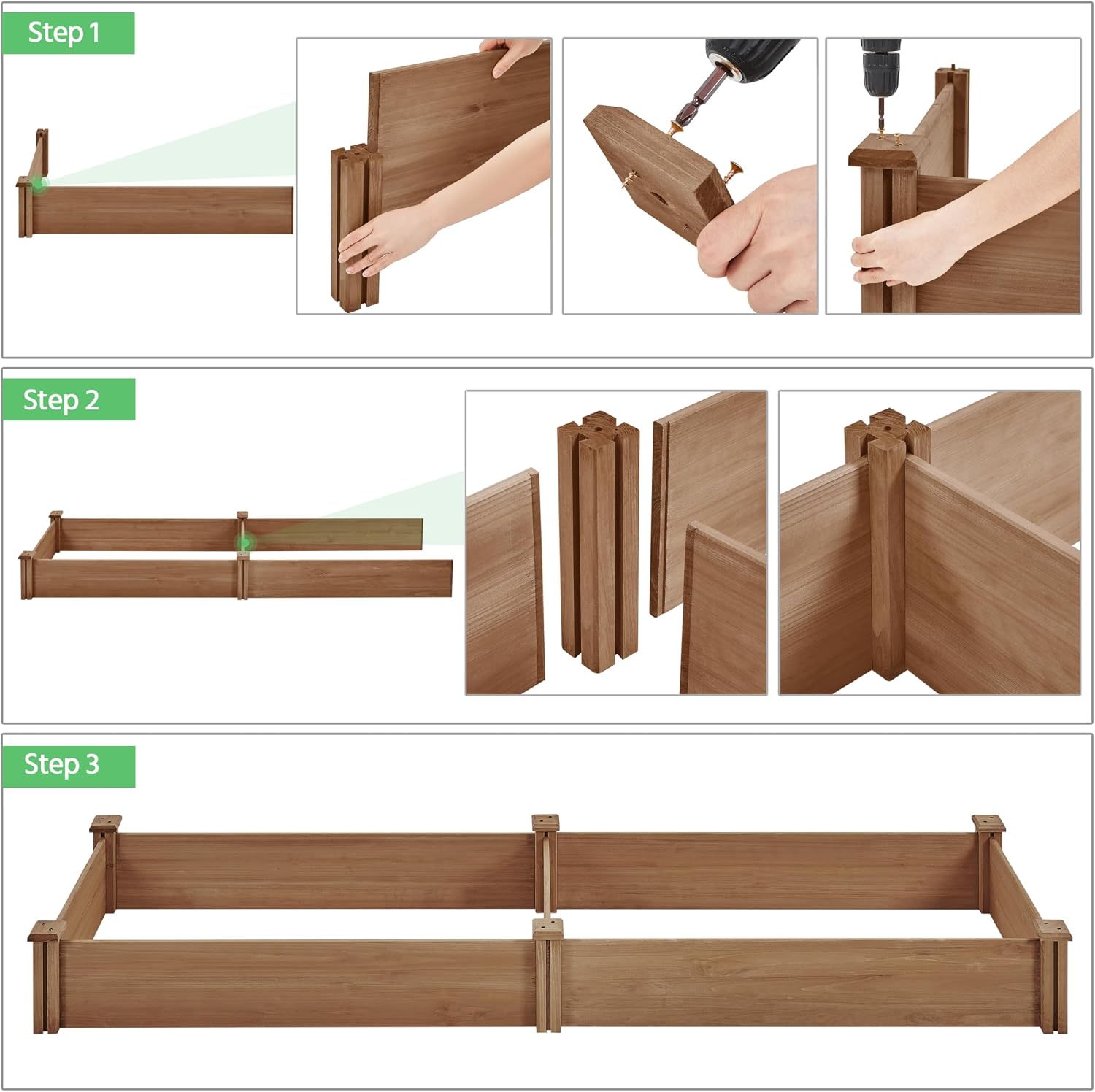 Dark Brown Fir Divisible Garden Bed