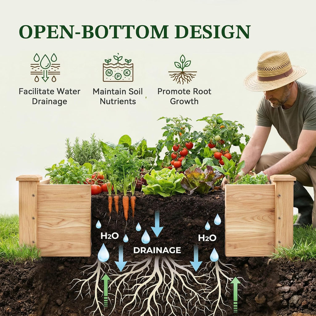 Natural Wood Divisible Garden Bed