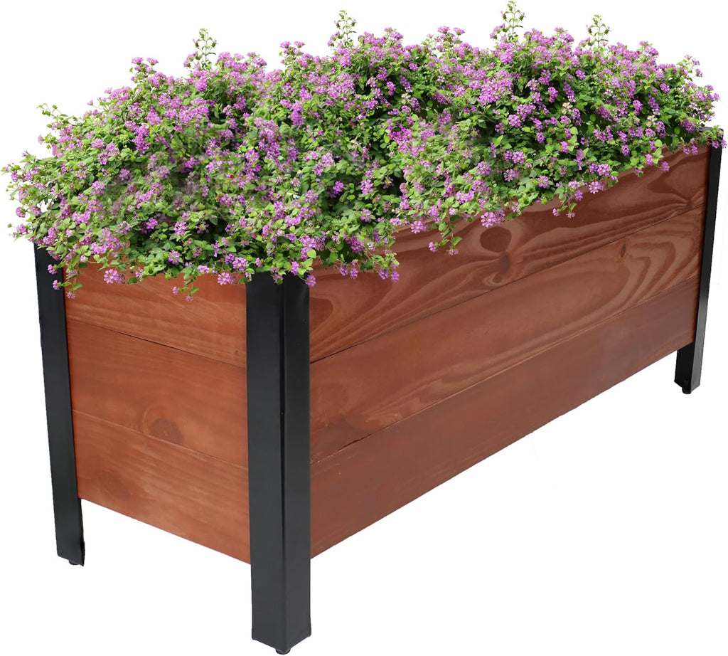 Brown Wooden Rectangular Planter Box