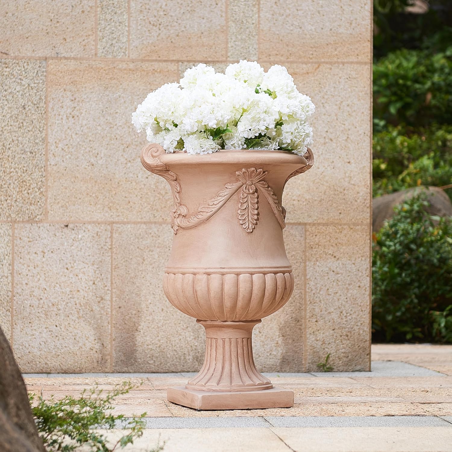 Terracotta Concrete Relief Urn Planter