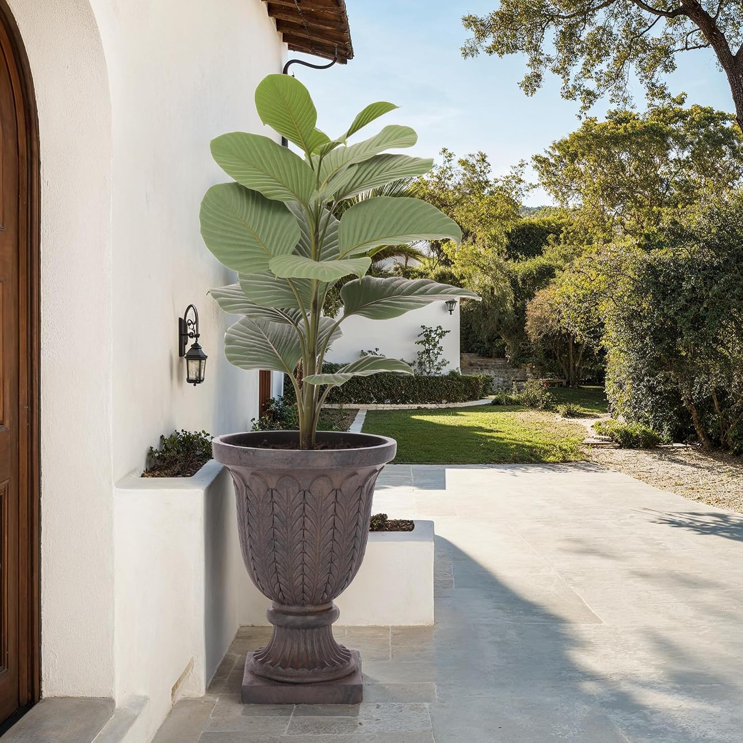 Brown Pedestal Urn Planter