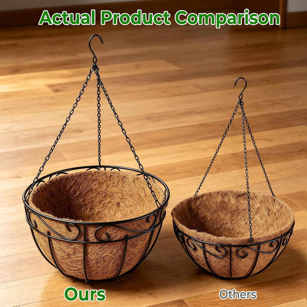 4 Pack Metal Hanging Baskets Coco Fiber Liners