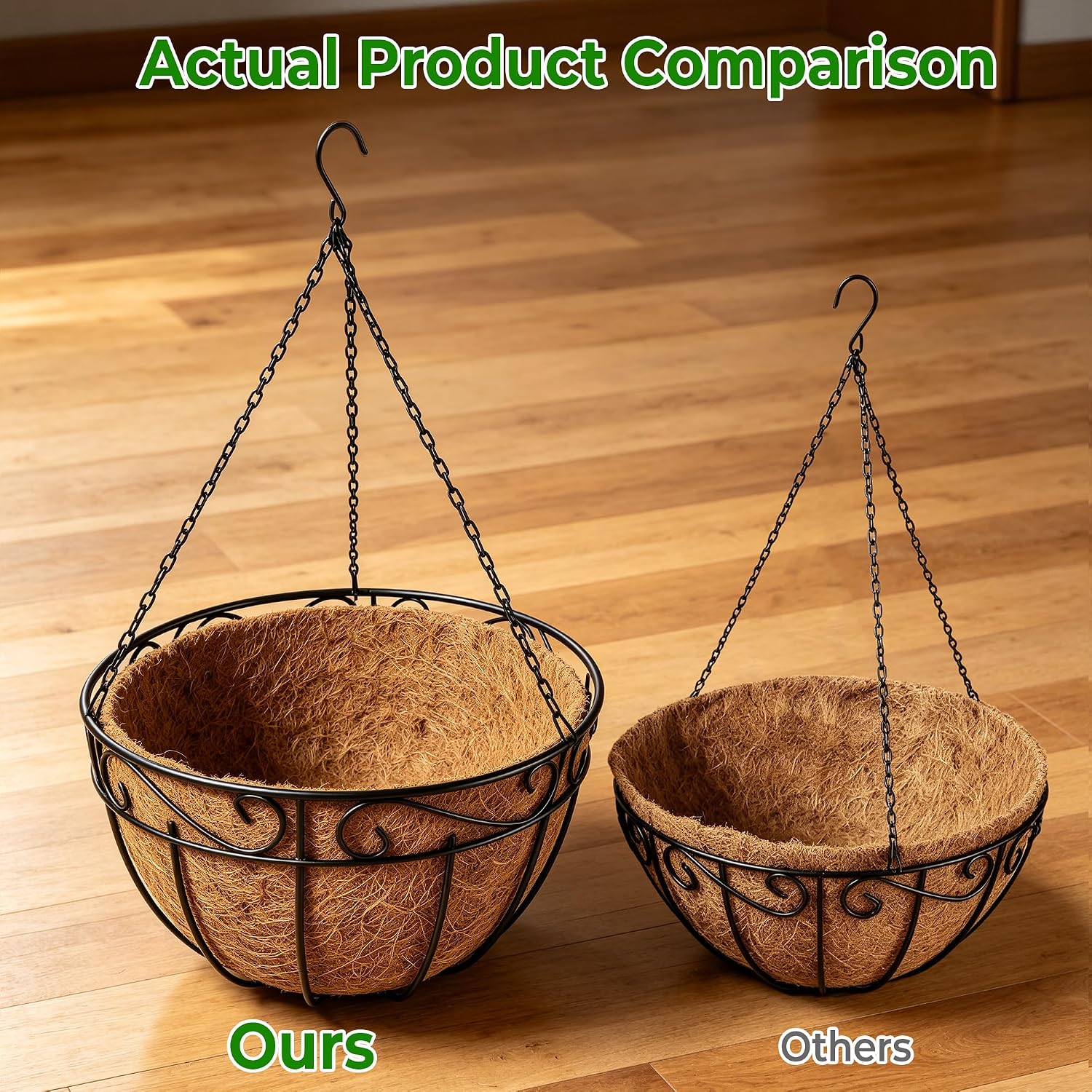 4 Pack Metal Hanging Baskets Coco Fiber Liners