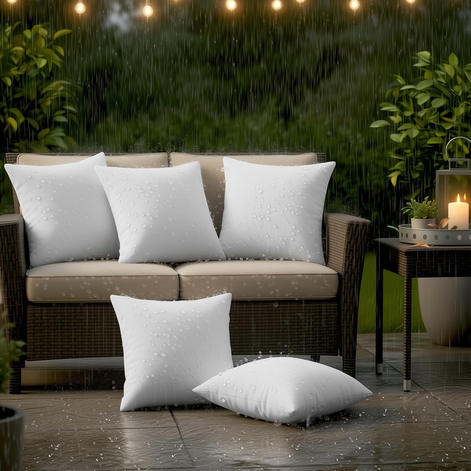 2 Pack 20x20 White Waterproof Outdoor Pillow Inserts