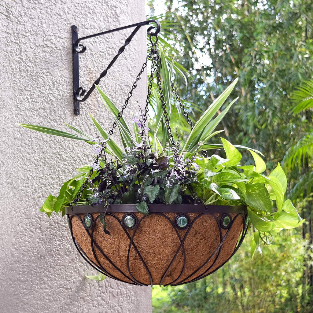 Copper Accent Round Metal Hanging Basket