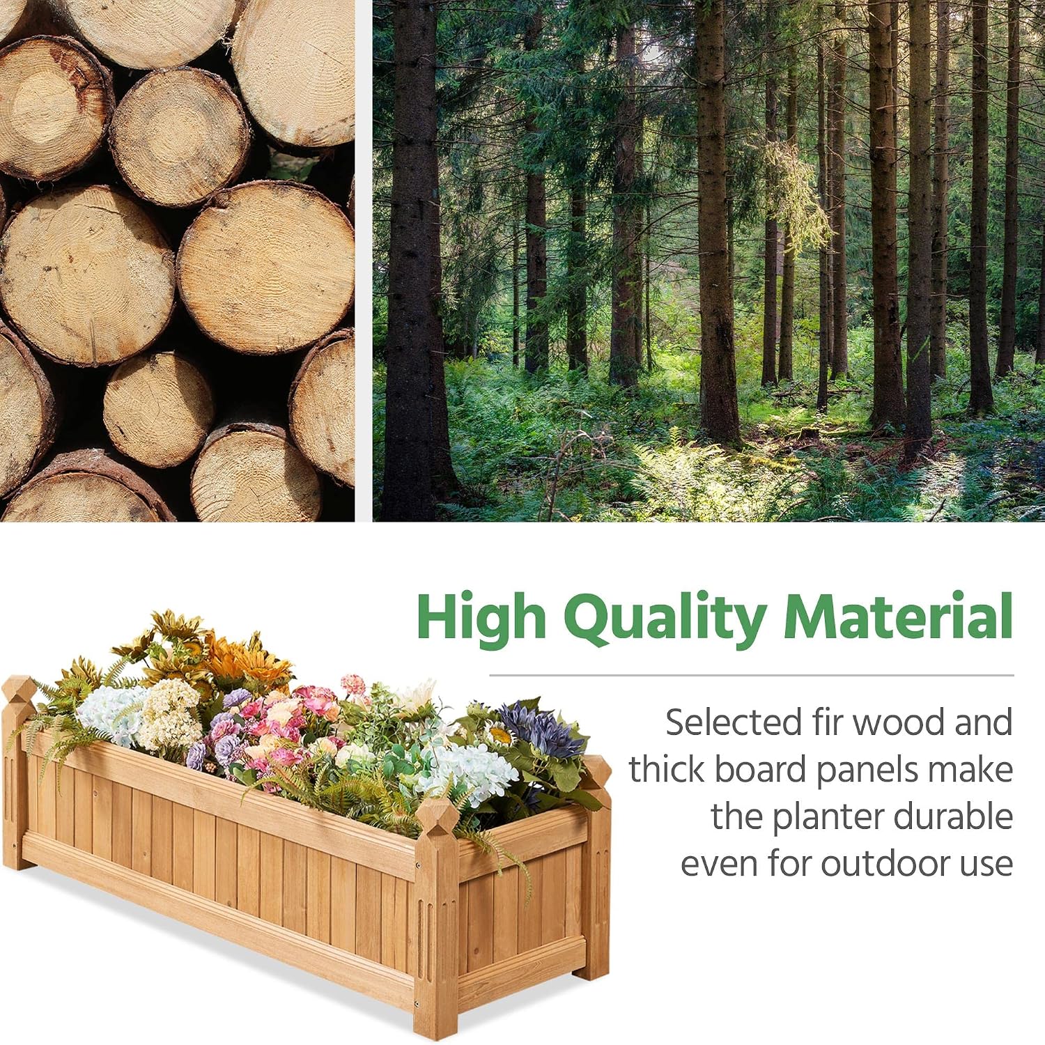 Light Brown Compact Wooden Garden Planter