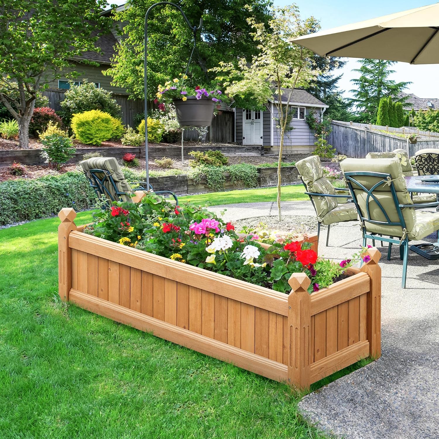 Light Brown Compact Wooden Garden Planter