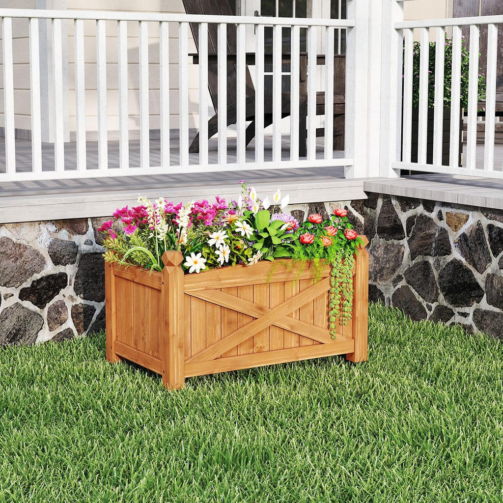 Solid Wood Elevated Garden Planter Box