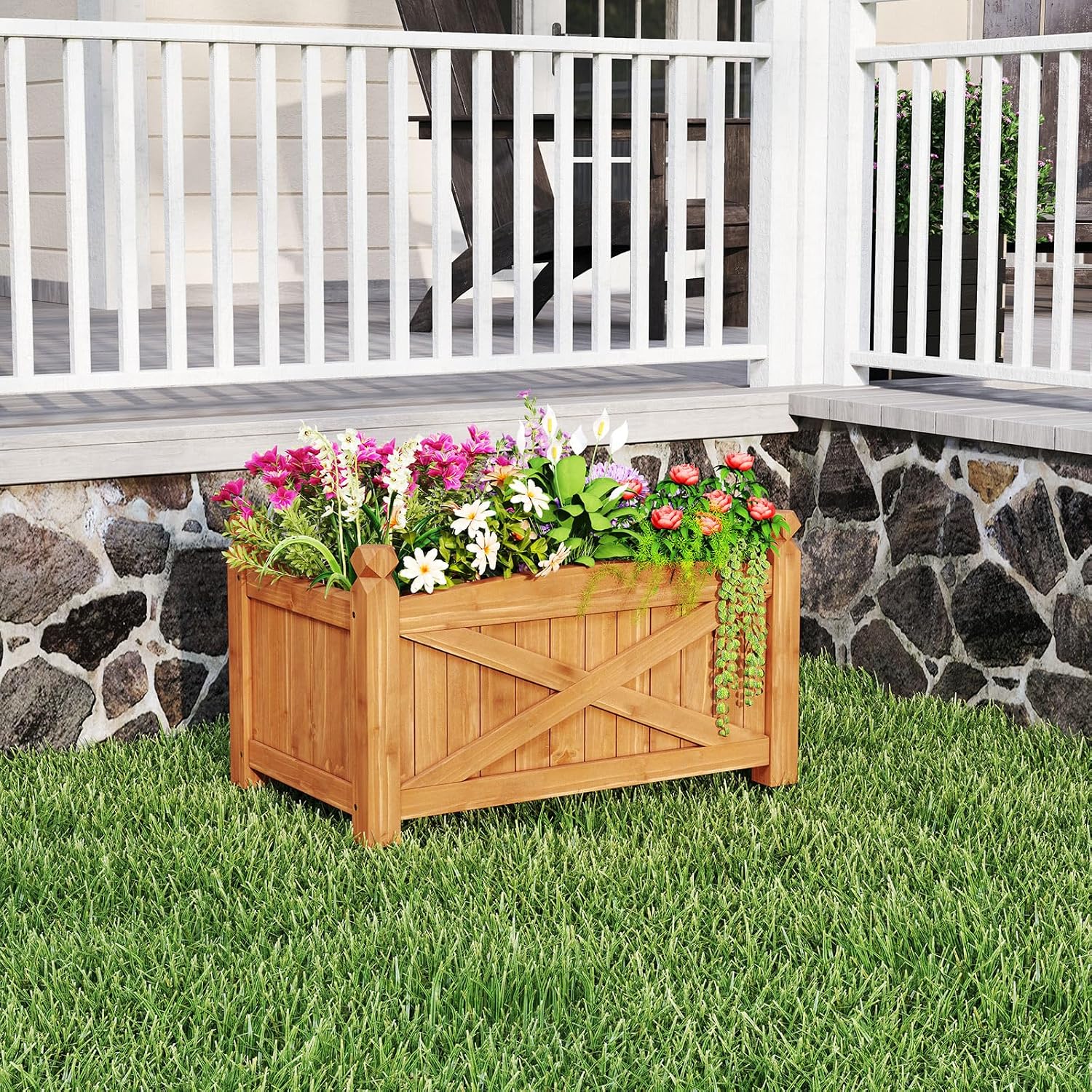 Solid Wood Elevated Garden Planter Box