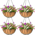 4 Pack Metal Hanging Baskets Coco Coir Liner