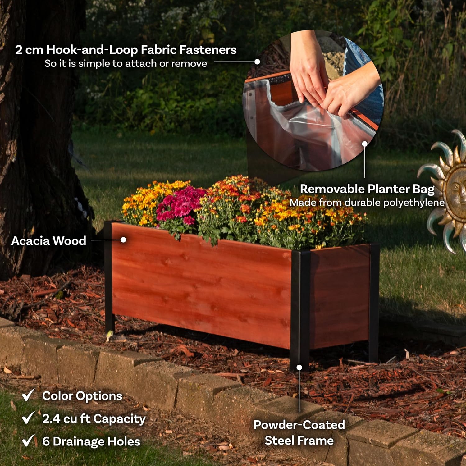Brown Wooden Rectangular Planter Box