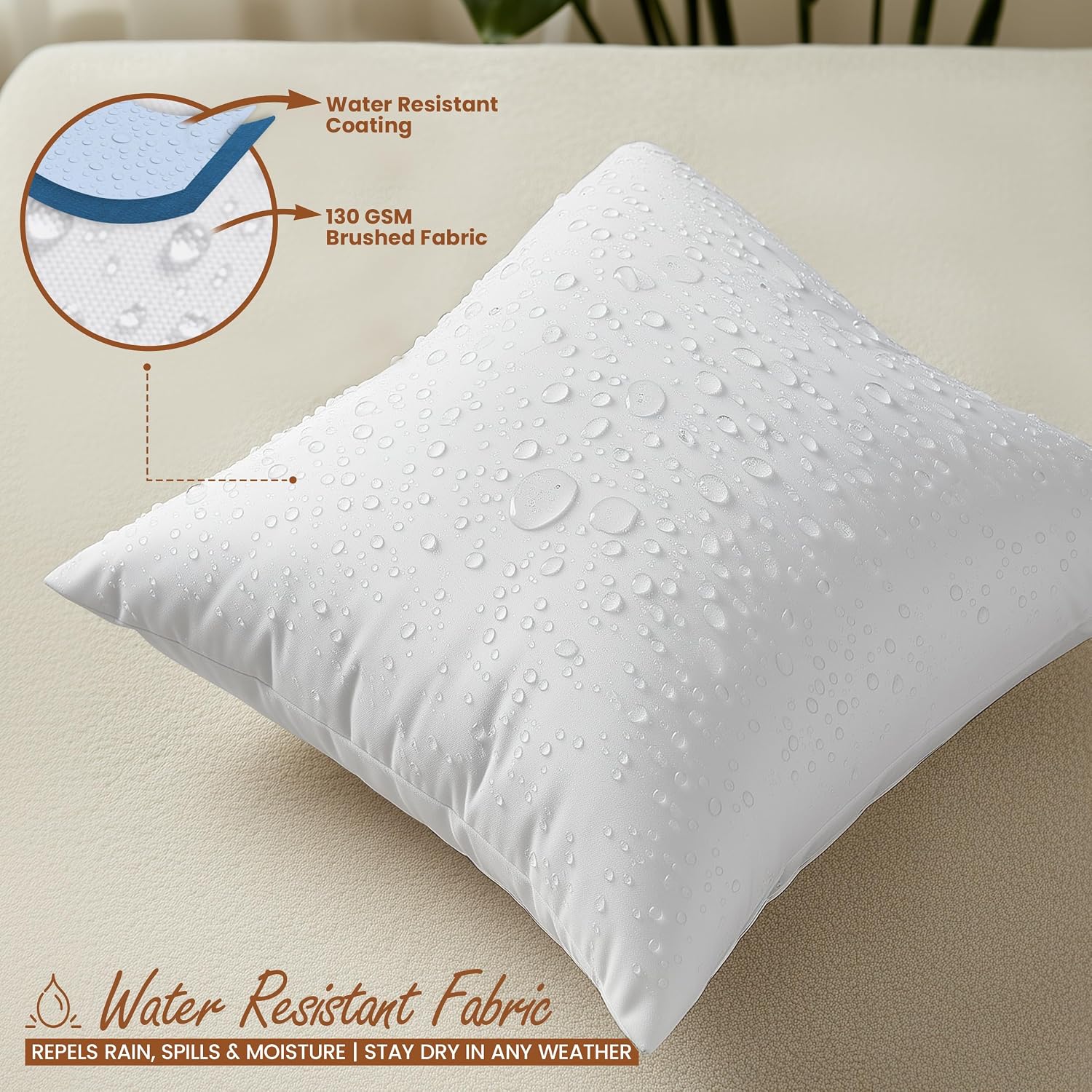 2 Pack 20x20 White Waterproof Outdoor Pillow Inserts