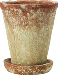 Cement Terra-Cotta Planter With Saucer