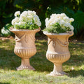 2 Terracotta Relief Urn Planters