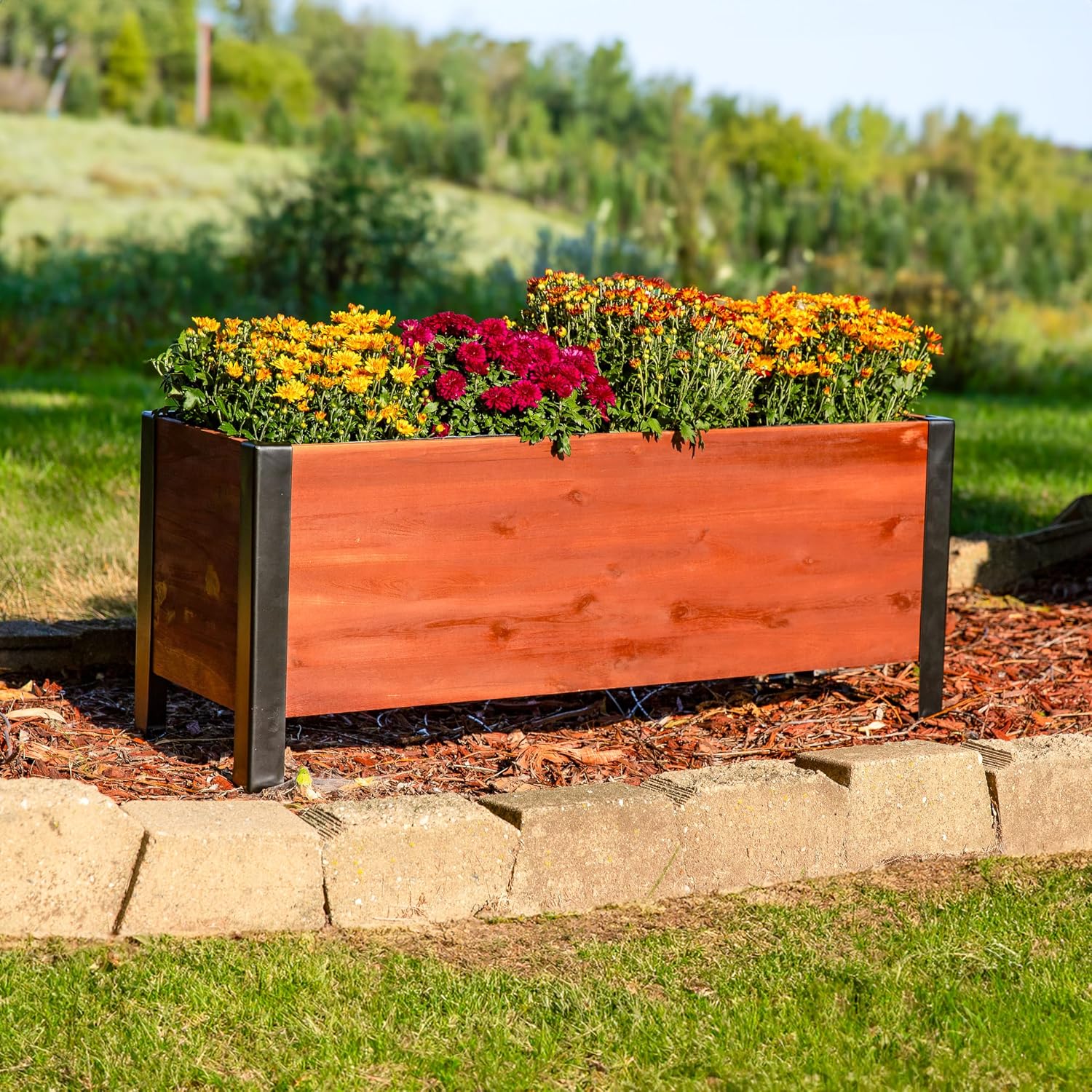 Brown Wooden Rectangular Planter Box