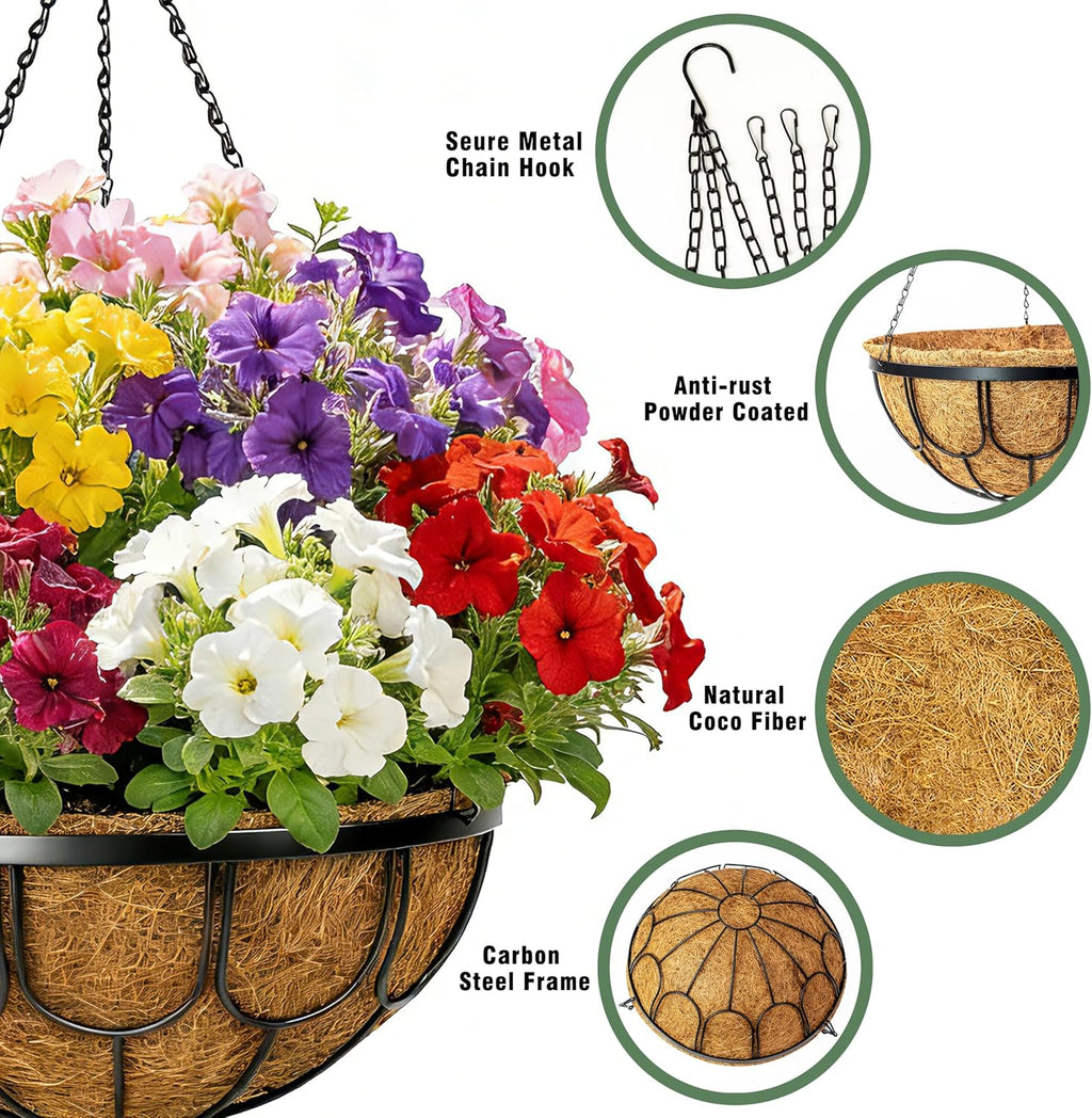 Metal Wire Hanging Planters Coco Liner