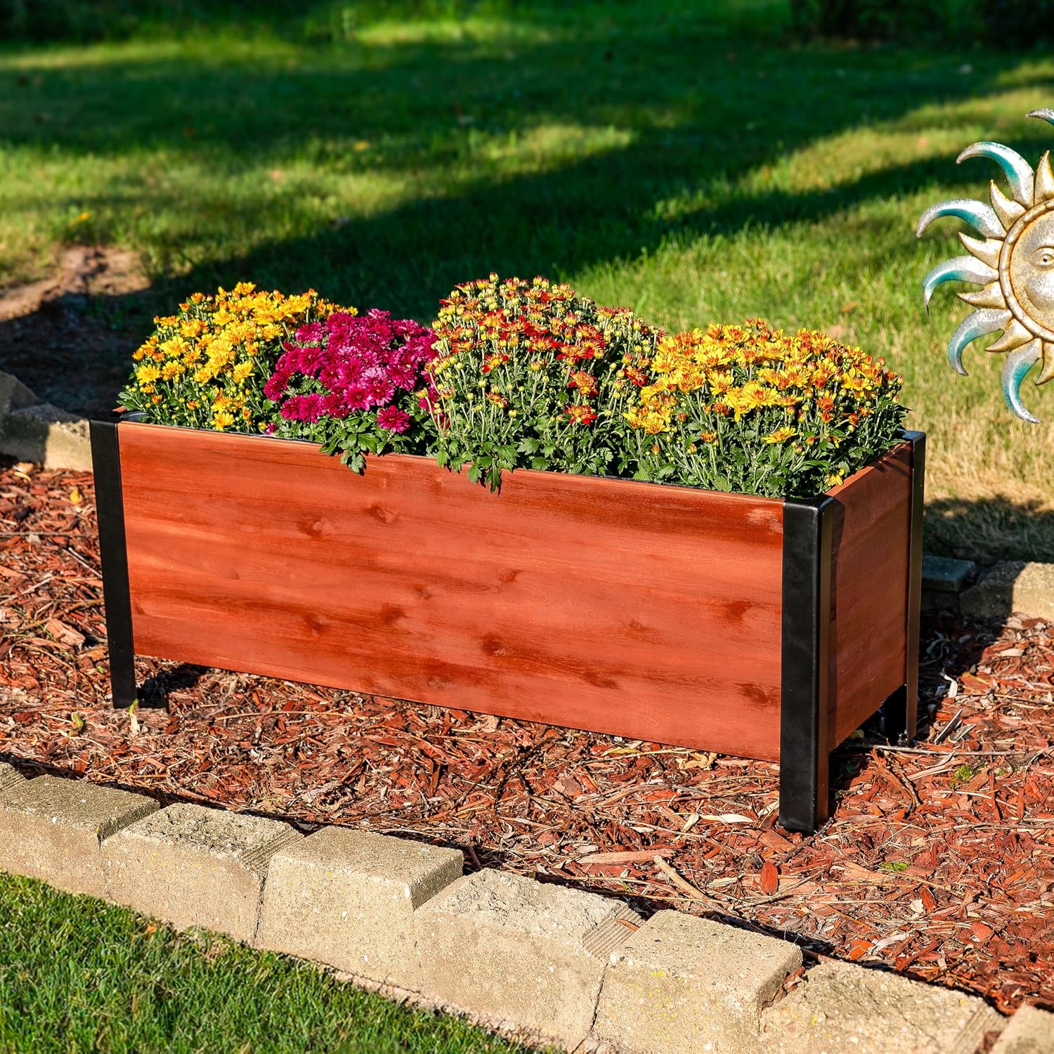Brown Wooden Rectangular Planter Box